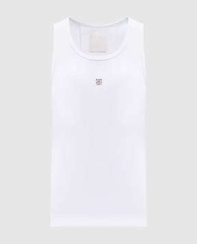 Givenchy Белый топ в рубчике с эмблемой BW70CH3YQS