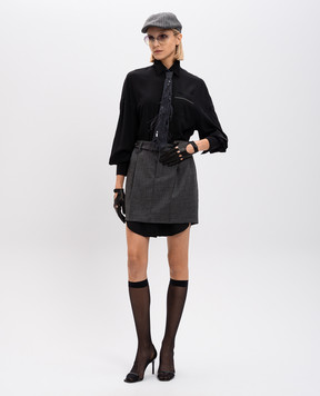 Brunello Cucinelli Чорна блуза із шовку з ланцюжком моніль MB993ML916