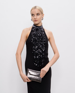 Brunello Cucinelli Серый кожаный клатч Duo с логотипом MWDED2722P