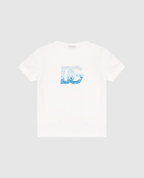 Dolce&Gabbana Детская белая футболка с логотипом DG L5JTPDG7O0X812+