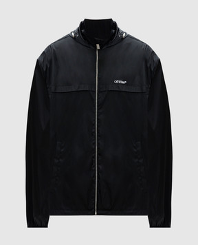 Off-White Черная ветровка с вышивкой логотипа OMEB036F24FAB001
