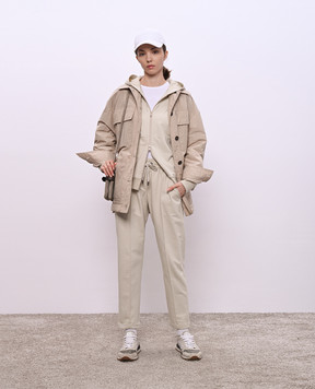 Brunello Cucinelli Бежевые спортивные штаны с цепочкой мониль MH827FB799