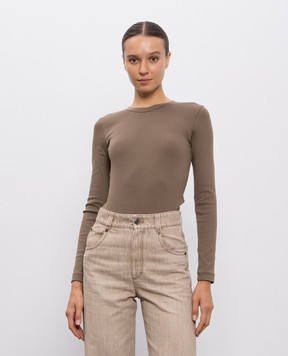 Brunello Cucinelli Коричневый лонгслив с цепочкой мониль M0TC8BJ300