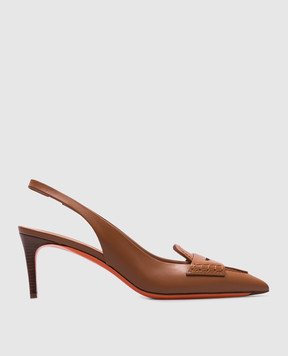 Santoni Коричневі шкіряні слінгбеки WDLS71196HI4NBGN