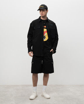 Off-White Черная футболка с принтом в виде орла OMAA027S25JER008