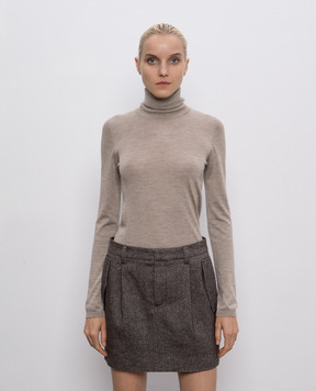 Brunello Cucinelli Бежевий меланжевий гольф з кашеміру та шовку M13800063P