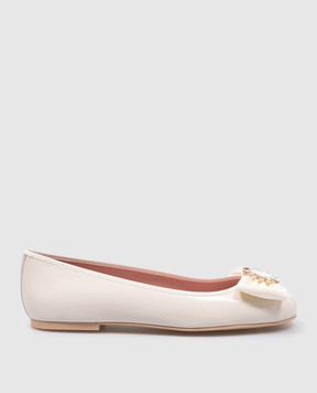 Pretty Ballerinas Дитячі шкіряні лаковані бежеві балетки Hermione з кристалами 51268