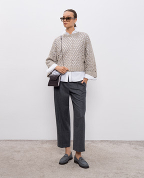 Brunello Cucinelli Сірі штани Straight Crop з вовни M038PP9052