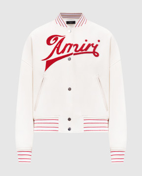 AMIRI Бежевий бомбер з вовною з логотипом AWOUVY1010