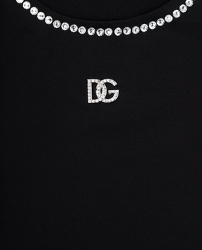 Dolce&Gabbana Детская черная футболка с кристаллами L5JTKTG7K5Q812+
