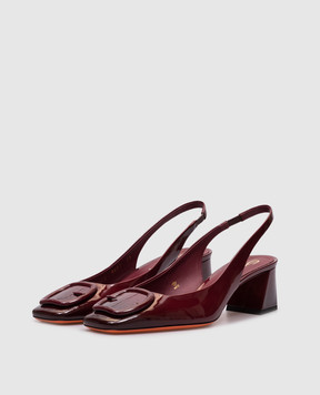 Santoni Бордовые кожаные лакированные слингбеки WDMN70342HI2TVAA