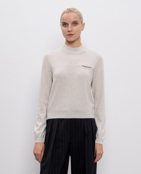 Brunello Cucinelli Бежевий джемпер з кашеміру з ланцюжком моніль M12212604P
