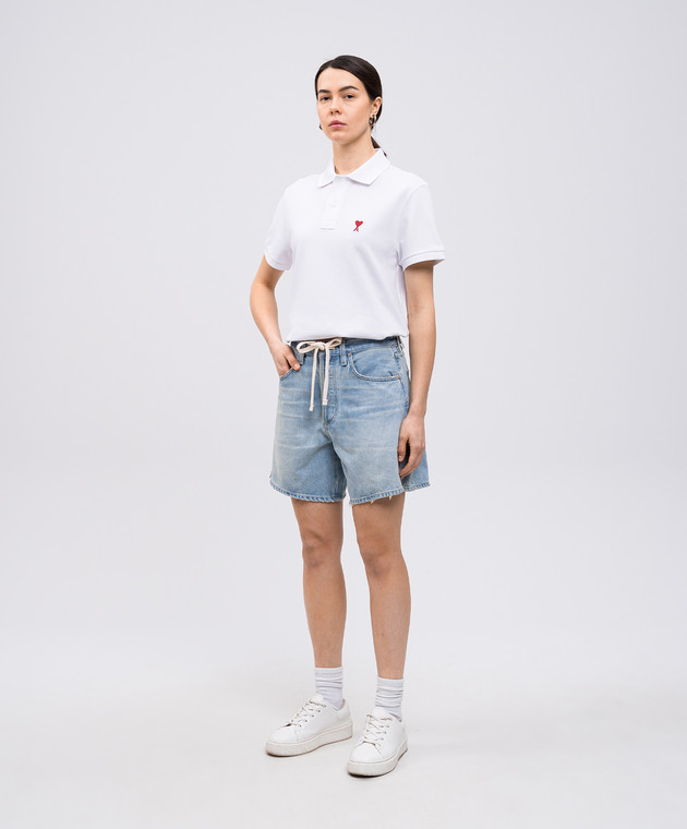 Ami Paris Біле поло з вишивкою емблеми Ami de Coeur BFUPL001760w зображення 2