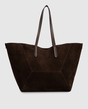 Brunello Cucinelli Коричневая замшевая сумка Dua с логотипом MBDLD2571