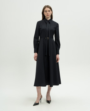 Valentino Синее платье с шерстью с логотипом VLogo Signature 5B3VA9D12QB