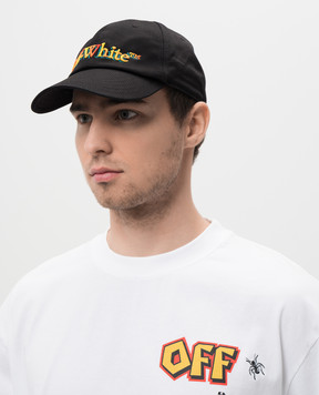 Off-White Черная кепка с контрастной вышивкой логотипа OMLA049S25FAB003