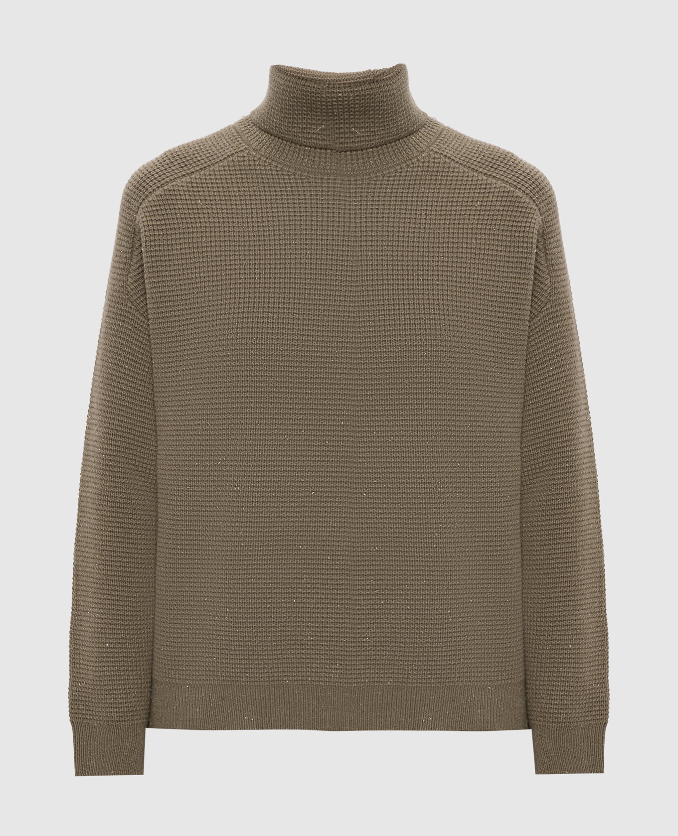 Свитер цвета хаки с шерстью, шелком и кашемиром