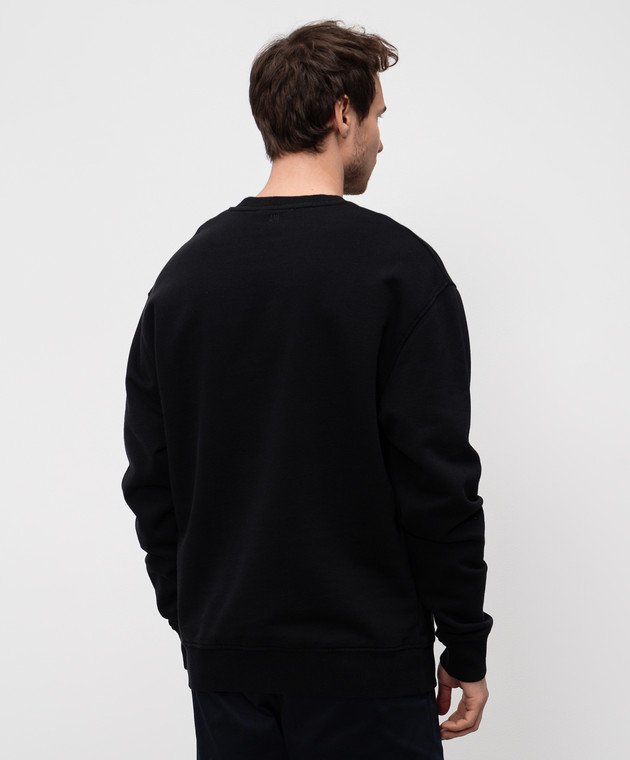 Ami Paris Черный свитшот с вышивкой эмблемы Ami de Coeur BFUSW035730 изображение 4