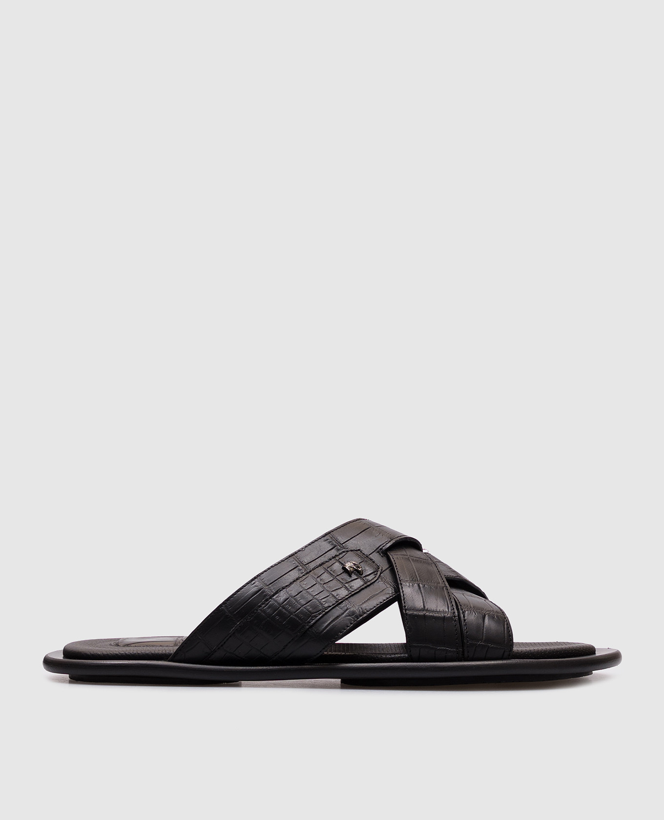 

Черные шлепанцы из кожи крокодила, Черный, Шлепанцы