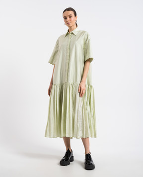 Jil Sander Зелена сукня-сорочка з шовком з ефектом гофре J40CT0196J70003
