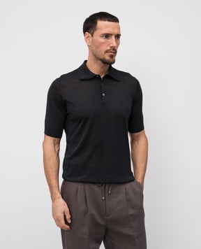 Brunello Cucinelli Сіре меланжеве поло з шовком MNB805405