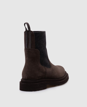Brunello Cucinelli Коричневі замшеві челсі з ланцюжком моніль MZSFG3034P