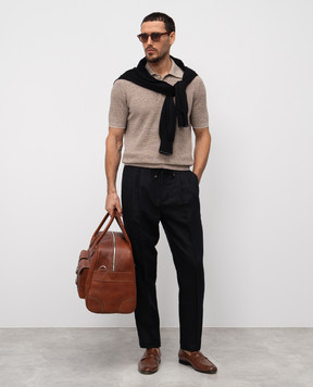 Brunello Cucinelli Коричневое поло с льном M2L707715