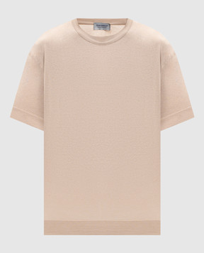 John Smedley Бежева футболка DANBY з розрізами DANBY