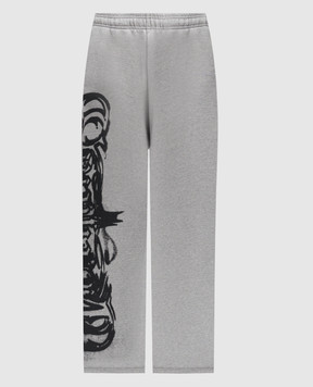 Vetements Серые меланжевые спортивные штаны с принтом логотипа UA66SP610G