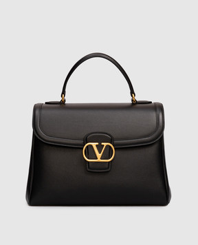 Valentino Черная кожаная сумка-сетчел с логотипом 7W2B0R87SRS
