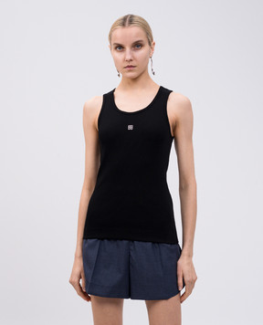 Givenchy Чорний топ в рубчик з емблемою BW70CH3YQS