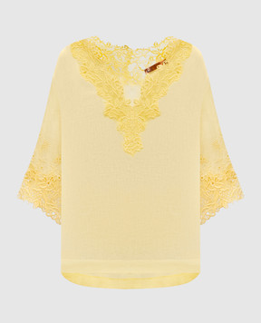 Ermanno Scervino Желтая блуза из льна с кружевом D464L310NZR