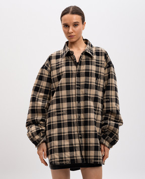 Vetements Бежева куртка в стилі сорочки в клітинку UA66SH460Sw