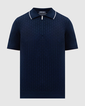 Bertolo Cashmere Синее поло в тканый узор 902435002482