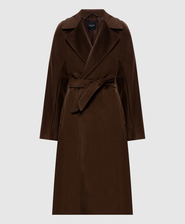 【マロンページ】 Max Mara Weekend - Коричневое двубортное пальто RESINA из шерсти