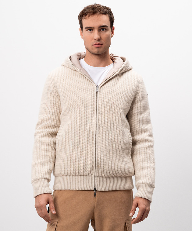 Moncler Бежевий двосторонній пуховик з вовною та кашеміром J20919B00035M4281 зображення 4