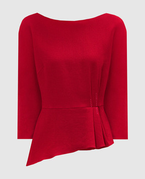 Lanvin Красная блуза из шерсти с драпировкой RWTO615U3918