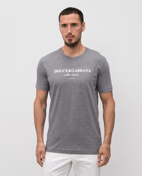 Dolce&Gabbana Сіра футболка з принтом логотипа G8RN8TG7O9Y