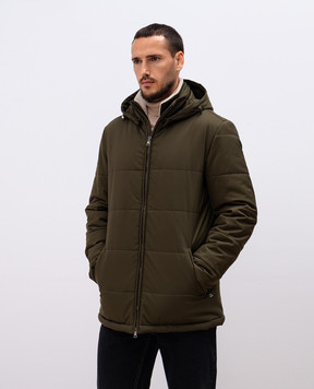 Cashmere&Whiskey Зеленая стеганная куртка с гравировкой монограммы логотипа. CWSS24004