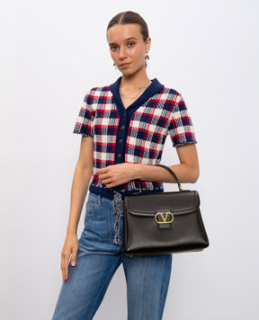 Valentino Черная кожаная сумка-сетчел с логотипом 7W2B0R87SRS