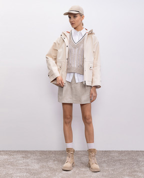 Brunello Cucinelli Бежевий ажурний жилет з льону MCO559412