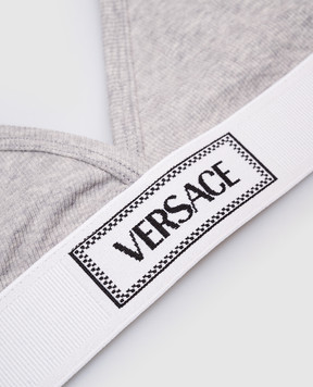 Versace Серый лиф в рубчик с логотипом 10135031A09551