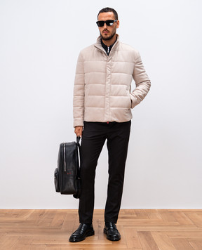 Kiton Бежевая куртка из шерсти и кашемира с логотипом UW1878V0411F