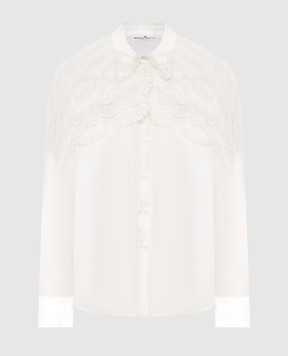 Ermanno Scervino Белая блуза из шелка с кружевом D472K342HKC