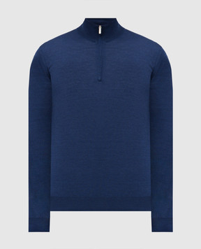 Bertolo Cashmere Синий джемпер из шелка и шерсти 901615000048