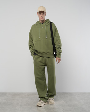 Off-White Зеленые худи с вышивкой логотипа OMBB085F24FLE001