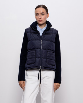 Moncler Синяя пуховая куртка с шерстью K20939B00053M1131