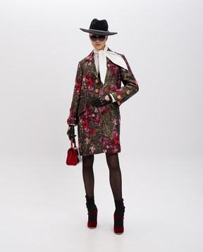 Dolce&Gabbana Пальто в цветочный узор с шелком с люрексом и кристаллами F0S98ZFJM2E