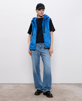 Max Mara Синий жилет GREENGO с капюшоном GREENGO