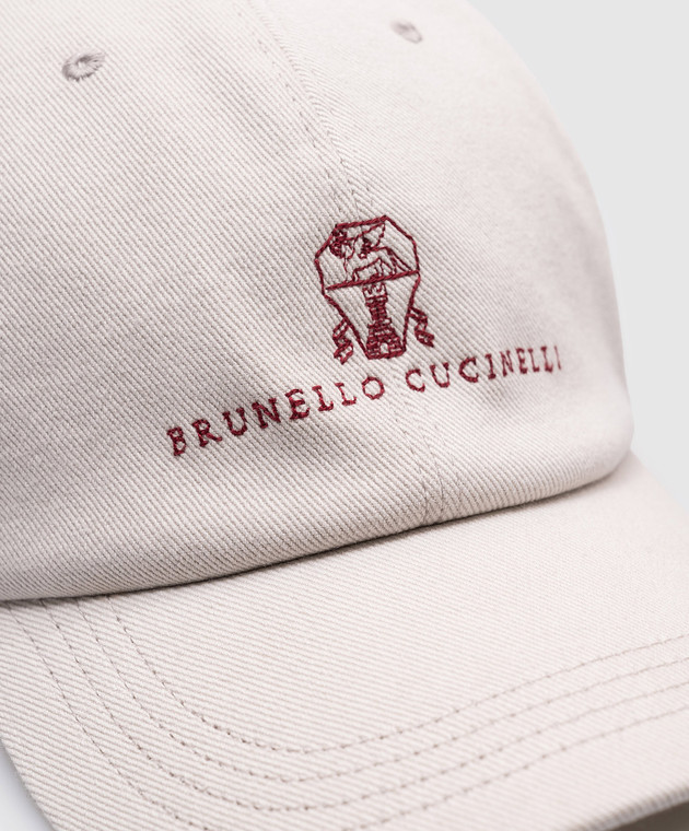 Brunello Cucinelli Серая кепка с вышивкой эмблемы M277P9850 изображение 4